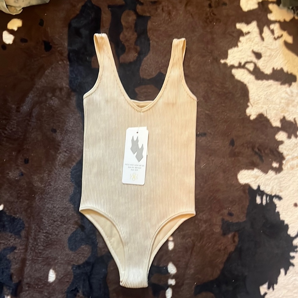 Sand/tan Ribbed Bodysuit